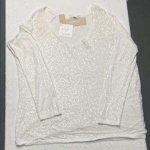 Chan Luu Ivory Sequin Long Sleeve Top